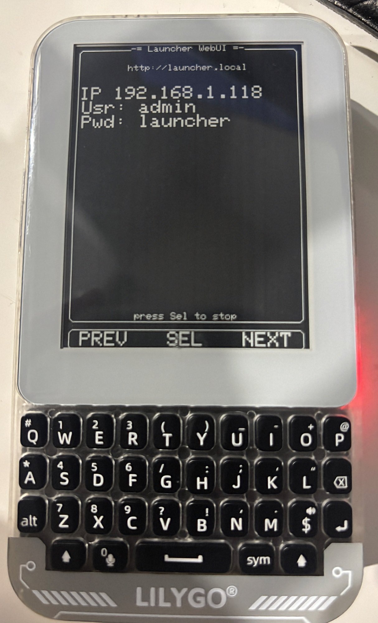WebUI IP address screen