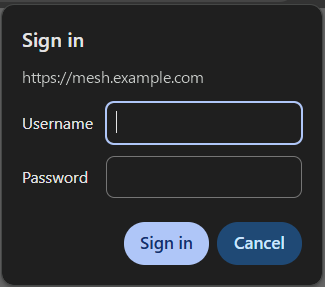 Browser sign-in prompt in front of mc-webui