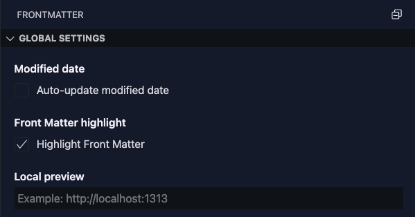 Global settings